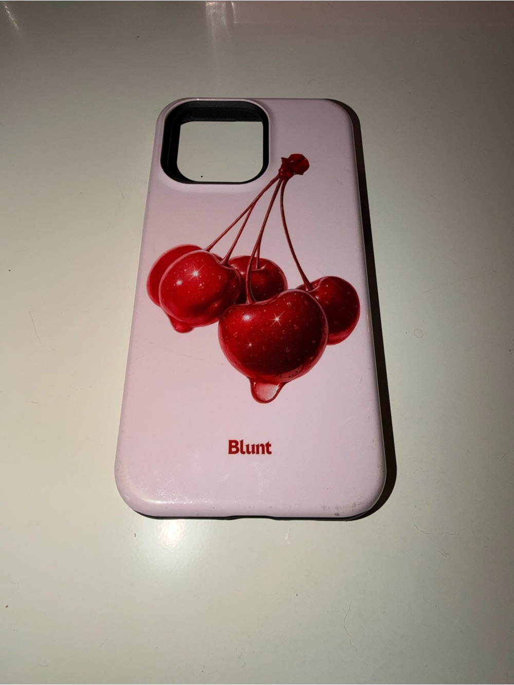 “Blunt” brand Pink Cherry Graphic Phone Case fits iPhone 15 Pro Max cherries
